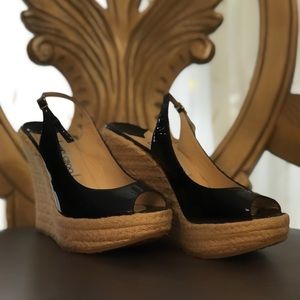 Jimmy Choo Polar Patent Leather Espadrille Wedges